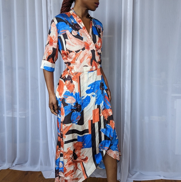 opificio modenese Dresses & Skirts - Graphical Midi Wrap Dress - Opificio Modenese | Size Small